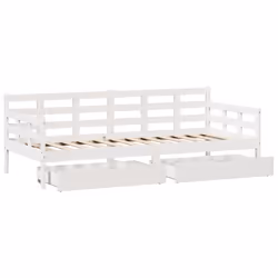 vidaXL Daybed with Drawers Sofa Bed Guest Bed Solid Wood Pine - white, 90 x 200 cm - Additional view 8