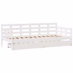 vidaXL Daybed with Drawers Sofa Bed Guest Bed Solid Wood Pine - white, 80 x 200 cm - Additional view 2