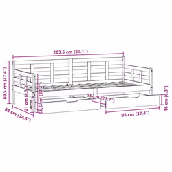 vidaXL Daybed with Drawers Sofa Bed Guest Bed Solid Wood Pine - white, 80 x 200 cm - Additional view 3