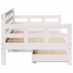 vidaXL Daybed with Drawers Sofa Bed Guest Bed Solid Wood Pine - white, 80 x 200 cm - Additional view 4