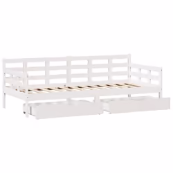 vidaXL Daybed with Drawers Sofa Bed Guest Bed Solid Wood Pine - white, 80 x 200 cm - Additional view 8