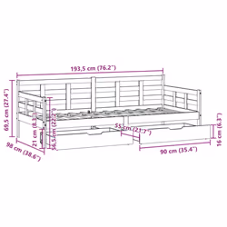 vidaXL Daybed with Drawers Sofa Bed Guest Bed Solid Wood Pine - white, 90 x 190 cm - Additional view 3