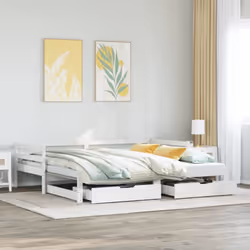 vidaXL Daybed with Trundle & Drawers Sofa Bed White 90x190 cm Solid Wood Pine