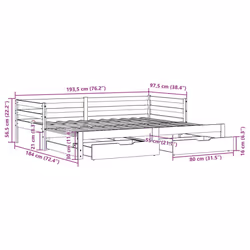 vidaXL Daybed with Trundle & Drawers Sofa Bed White 90x190 cm Solid Wood Pine