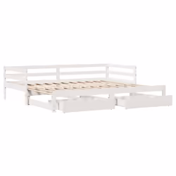 vidaXL Daybed with Trundle & Drawers Sofa Bed White 90x190 cm Solid Wood Pine - Additional view 8