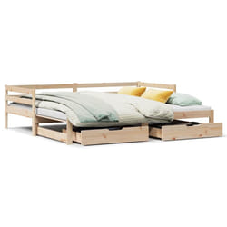 vidaXL Daybed with Trundle and Drawers Sofa Bed 80x200 cm Solid Wood Pine