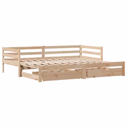 vidaXL Daybed with Trundle and Drawers Sofa Bed 80x200 cm Solid Wood Pine