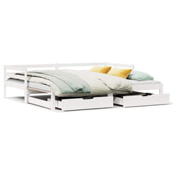 vidaXL Daybed with Trundle & Drawers Sofa Bed White 80x200 cm Solid Wood Pine
