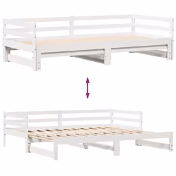 vidaXL Daybed with Trundle & Drawers Sofa Bed White 80x200 cm Solid Wood Pine - Additional view 4