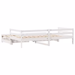 vidaXL Daybed with Trundle & Drawers Sofa Bed White 80x200 cm Solid Wood Pine - Additional view 7