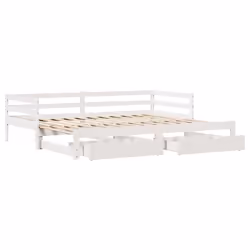 vidaXL Daybed with Trundle & Drawers Sofa Bed White 80x200 cm Solid Wood Pine - Additional view 8
