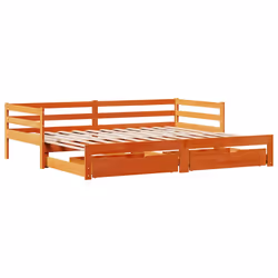 vidaXL Daybed with Trundle and Drawers Wax Brown 90x200 cm Solid Wood Pine - Additional view 2