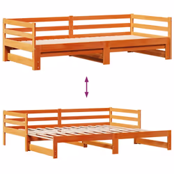 vidaXL Daybed with Trundle and Drawers Wax Brown 90x200 cm Solid Wood Pine - Additional view 4