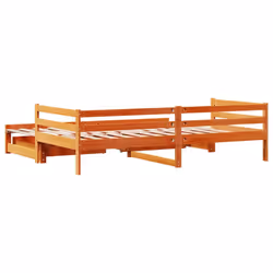 vidaXL Daybed with Trundle and Drawers Wax Brown 90x200 cm Solid Wood Pine - Additional view 7