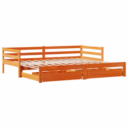 vidaXL Daybed with Trundle and Drawers Wax Brown 90x190 cm Solid Wood Pine - Additional view 2