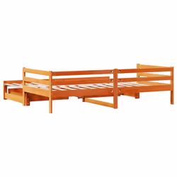 vidaXL Daybed with Trundle and Drawers Wax Brown 90x190 cm Solid Wood Pine - Additional view 7
