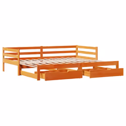 vidaXL Daybed with Trundle and Drawers Wax Brown 90x190 cm Solid Wood Pine - Additional view 8