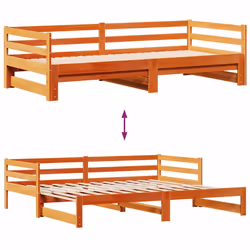 vidaXL Daybed with Trundle and Drawers Wax Brown 80x200 cm Solid Wood Pine - Additional view 4