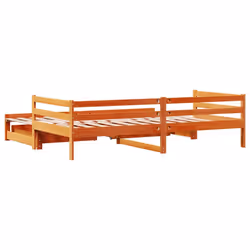 vidaXL Daybed with Trundle and Drawers Wax Brown 80x200 cm Solid Wood Pine - Additional view 7