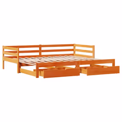vidaXL Daybed with Trundle and Drawers Wax Brown 80x200 cm Solid Wood Pine - Additional view 8