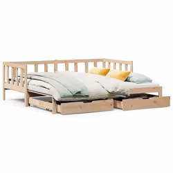 vidaXL Daybed with Trundle and Drawers Sofa Bed 80x200 cm Solid Wood Pine