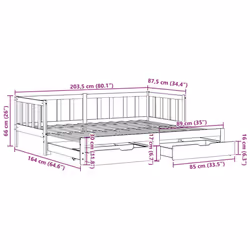 vidaXL Daybed with Trundle and Drawers Sofa Bed 80x200 cm Solid Wood Pine - Additional view 10