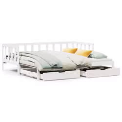 vidaXL Daybed with Trundle & Drawers Sofa Bed White 90x200 cm Solid Wood Pine
