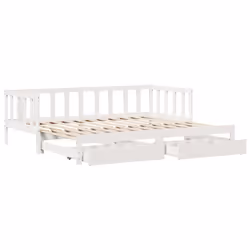 vidaXL Daybed with Trundle & Drawers Sofa Bed White 90x200 cm Solid Wood Pine