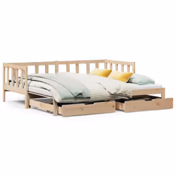 vidaXL Daybed with Trundle and Drawers Sofa Bed 90x190 cm Solid Wood Pine