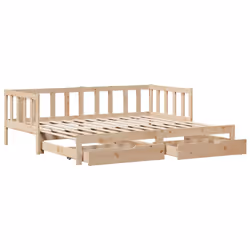 vidaXL Daybed with Trundle and Drawers Sofa Bed 90x190 cm Solid Wood Pine