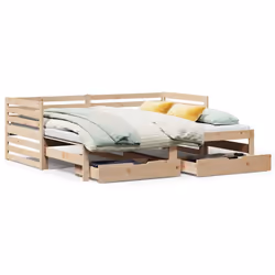 vidaXL Daybed with Drawers Sofa Bed Guest Bed Couch 90x200 cm Solid Wood Pine
