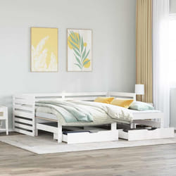 vidaXL Daybed with Drawers Sofa Bed Guest Bed White 90x200 cm Solid Wood Pine