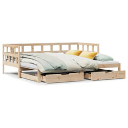 vidaXL Daybed with Trundle and Drawers Sofa Bed 90x200 cm Solid Wood Pine