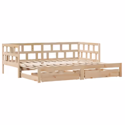 vidaXL Daybed with Trundle and Drawers Sofa Bed 90x200 cm Solid Wood Pine