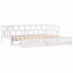 vidaXL Daybed with Trundle & Drawers Sofa Bed White 90x200 cm Solid Wood Pine