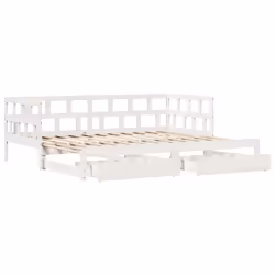 vidaXL Daybed with Trundle & Drawers Sofa Bed White 90x200 cm Solid Wood Pine - Additional view 4