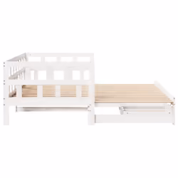 vidaXL Daybed with Trundle & Drawers Sofa Bed White 90x200 cm Solid Wood Pine - Additional view 5