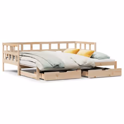 vidaXL Daybed with Trundle and Drawers Sofa Bed 90x200 cm Solid Wood Pine