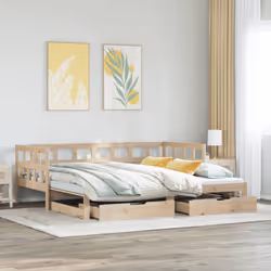 vidaXL Daybed with Trundle and Drawers Sofa Bed 90x200 cm Solid Wood Pine