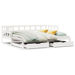 vidaXL Daybed with Trundle & Drawers Sofa Bed White 90x200 cm Solid Wood Pine