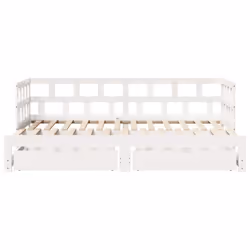 vidaXL Daybed with Trundle & Drawers Sofa Bed White 90x200 cm Solid Wood Pine - Additional view 4