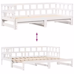 vidaXL Daybed with Trundle & Drawers Sofa Bed White 90x200 cm Solid Wood Pine - Additional view 7