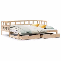 vidaXL Daybed with Trundle and Drawers Sofa Bed 80x200 cm Solid Wood Pine