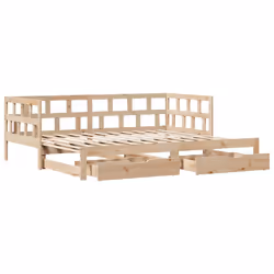 vidaXL Daybed with Trundle and Drawers Sofa Bed 80x200 cm Solid Wood Pine - Additional view 4