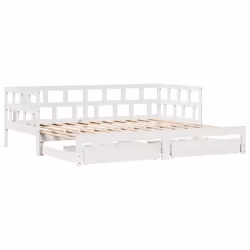 vidaXL Daybed with Trundle & Drawers Sofa Bed White 80x200 cm Solid Wood Pine