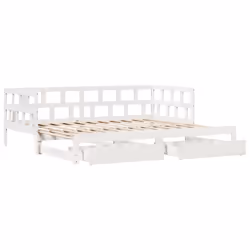 vidaXL Daybed with Trundle & Drawers Sofa Bed White 80x200 cm Solid Wood Pine - Additional view 4