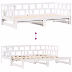vidaXL Daybed with Trundle & Drawers Sofa Bed White 80x200 cm Solid Wood Pine - Additional view 7