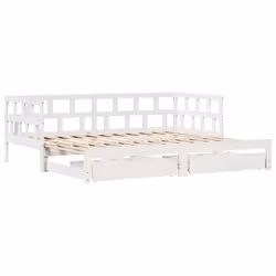 vidaXL Daybed with Trundle & Drawers Sofa Bed White 90x190 cm Solid Wood Pine