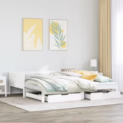 vidaXL Daybed with Trundle & Drawers Sofa Bed White 80x200 cm Solid Wood Pine