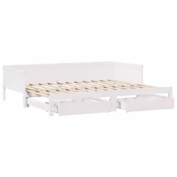 vidaXL Daybed with Trundle & Drawers Sofa Bed White 80x200 cm Solid Wood Pine